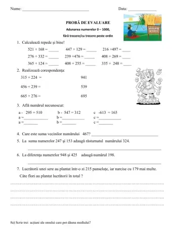 Adunarea numerelor naturale   0  1 000 