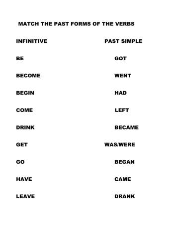Simple past - irregular verbs