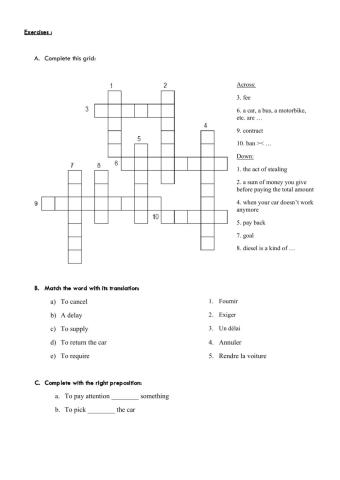 Renting a car (voc exs.)