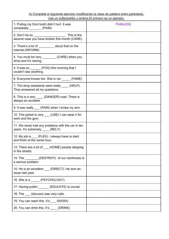 Suffixes: adjectives and nouns