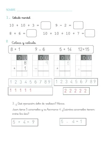 Matemáticas, 1º Primaria. Tema 3.