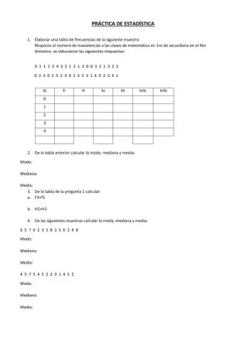 Tabla de frecuencias para datos no agrupados y medidas de centralización