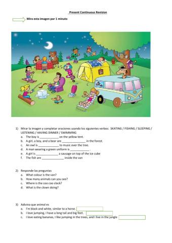 Present continuous+ animals