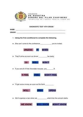 10th  GRADE DIAGNOSTIC TEST