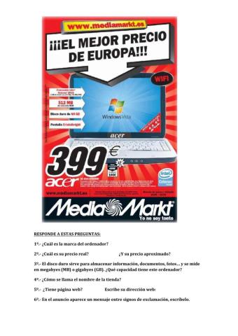 Comprensión lectora de anuncios