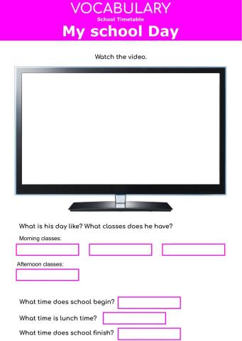 School timetable - My School Day