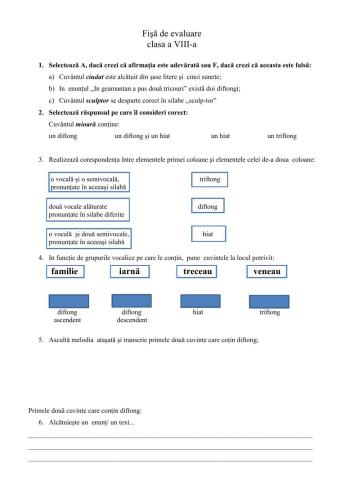 Fișă de evaluare -fonetică