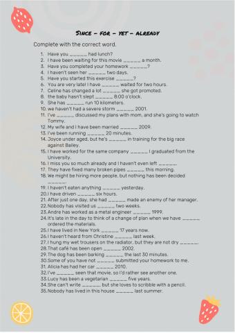 Since, yet, for, already