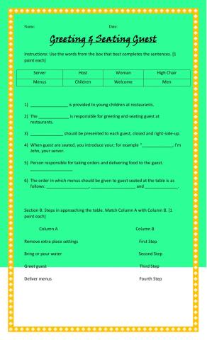 Greeting & Seating Guest