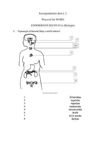 Endokrinní soustava-pracovní listy