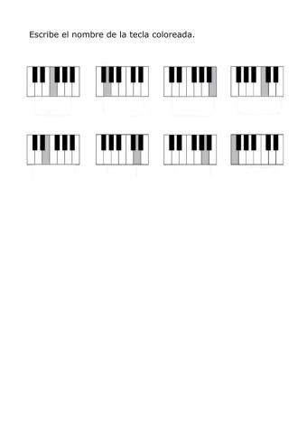 Notas naturales en el teclado