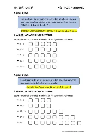 Múltiplos y divisores