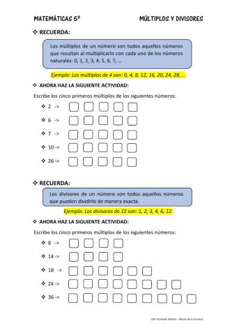 Múltiplos y divisores