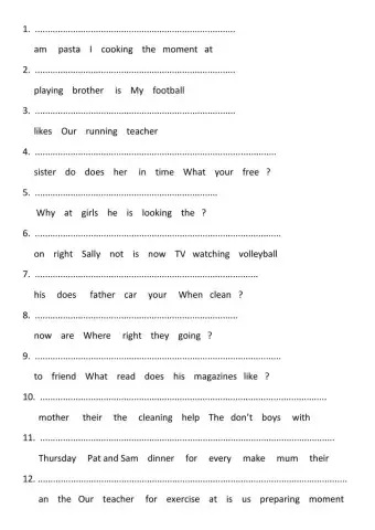 Present tenses - word order