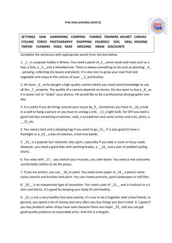 Free time activities