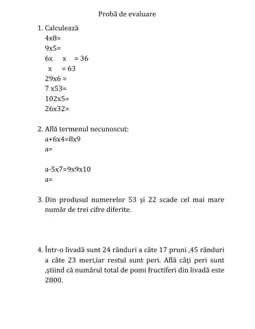 Înmulțirea  numerelor naturale în concentrul 0-10000