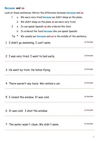 So, because and when