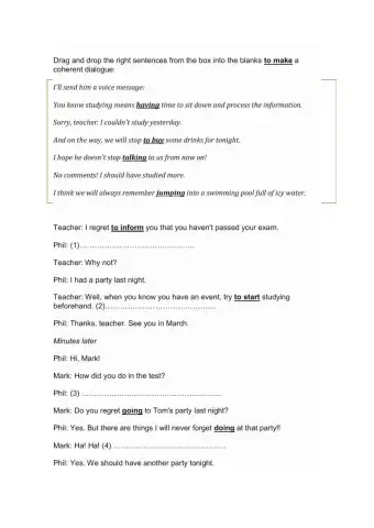 Verbs + infinitive and ING with a change in meaning