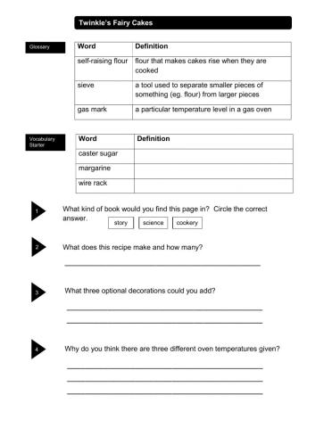 Recipe guided reading