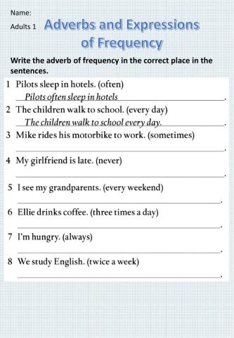 Adverbs and expressions of frequency