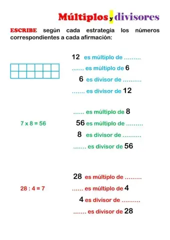 Múltiplos y divisores