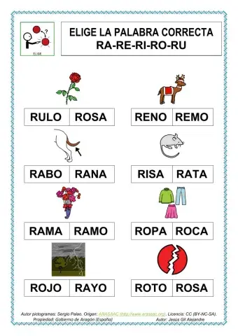 Elige la palabra correcta.RA RE RI RO RU MAYÚSCULAS