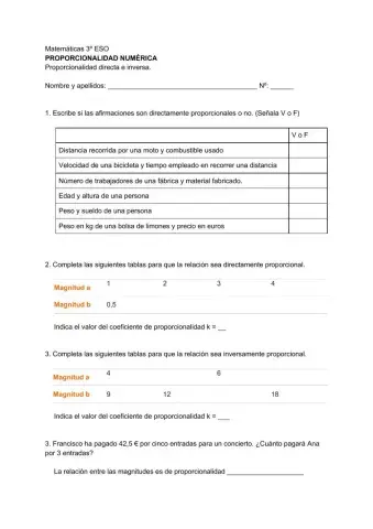 Proporcionalidad directa-inversa