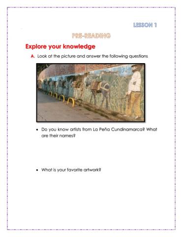 People of my town: pre reading