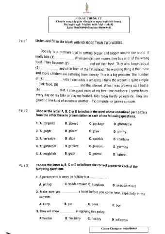 English 9 - Kiểm tra 45 phút Unit 7,8,9