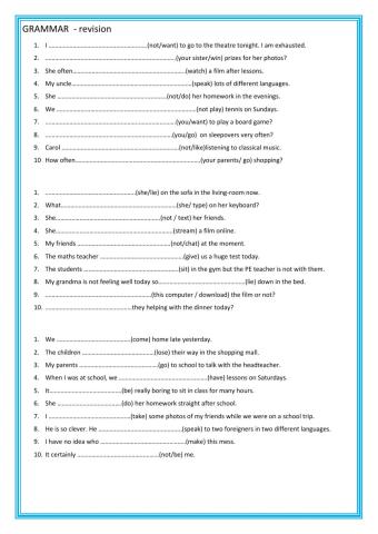 Grammar - resivion - Gold Experience A2 (unit1-4