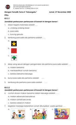 Ulangan PPKn Tema 4