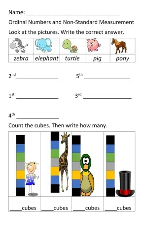 Ordinal Numbers and Non Standard Measurement