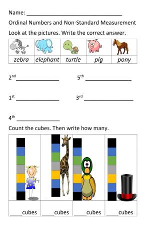 Ordinal Numbers and Non Standard Measurement
