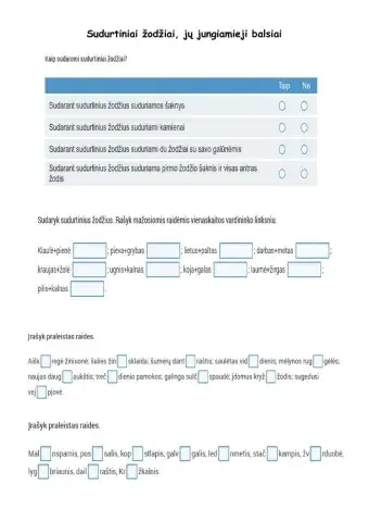 Sudurtiniai žodžiai, jų jungiamieji balsiai