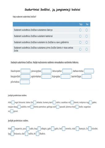 Sudurtiniai žodžiai, jų jungiamieji balsiai