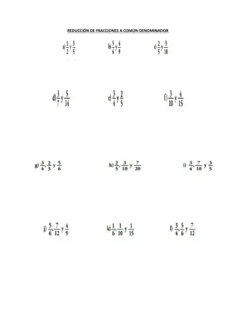 Reducción de fracciones a común denominador