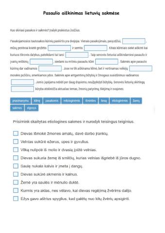 Pasaulio aiškinimas lietuvių sakmėse