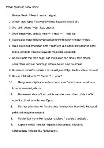 10.klassi Sihitise harjutused