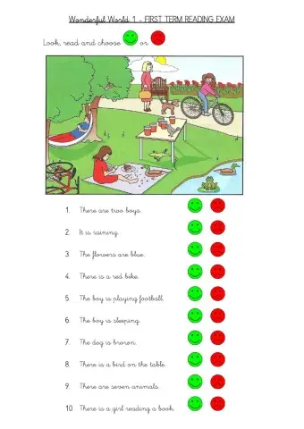 Wonderful World 1 - First Term - Reading Exam 