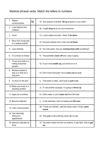 L6 Medicine Phrasal Verbs Match