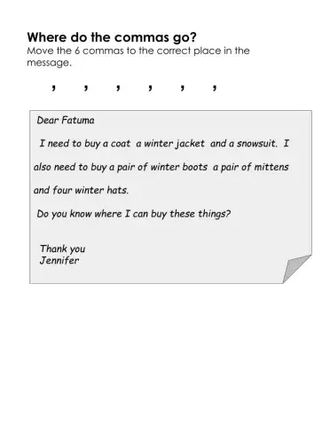 Winter clothing commas