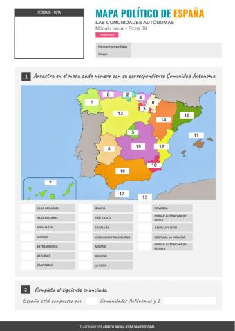 Módulo Inicial - Ficha 09 - Mapa Político de España. Las Comunidades Autónomas