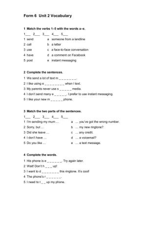 Form 6 Unit 2 vocabulary