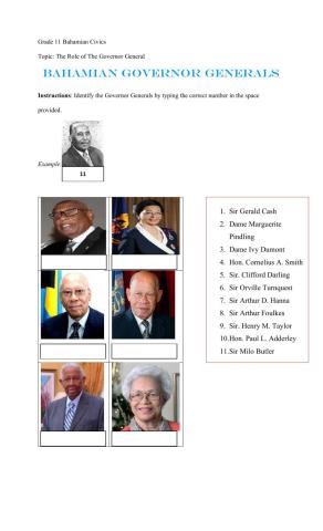 Governor Generals of The Bahamas