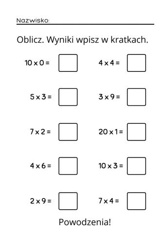 Mnożenie w zakresie 30