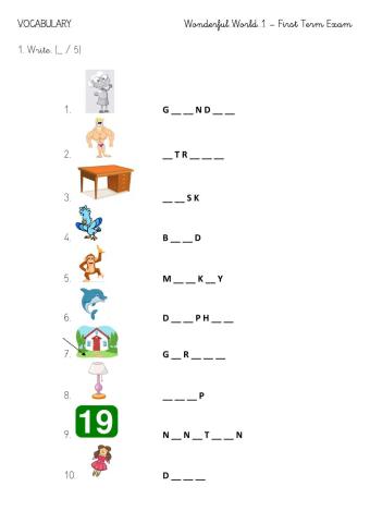 Wonderful World 1 - First Term Exam