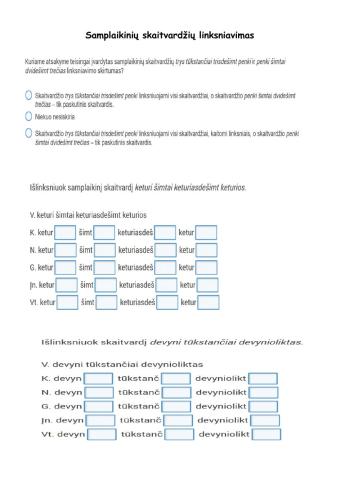 Samplaikinių skaitvardžių linksniavimas.