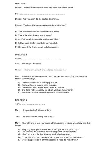 Complete the dialogues