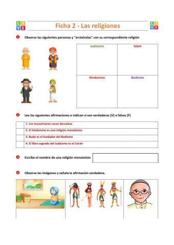 6º Primaria. Tema 2: Religiones. Ficha 2