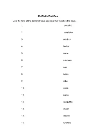 Les adjectifs démonstratifs